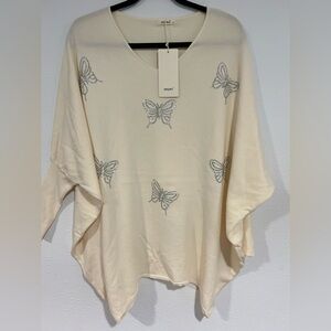 MOEWY Beige Silver Butterfly Embellished Sweater Size “Taille Unique” (One Size)